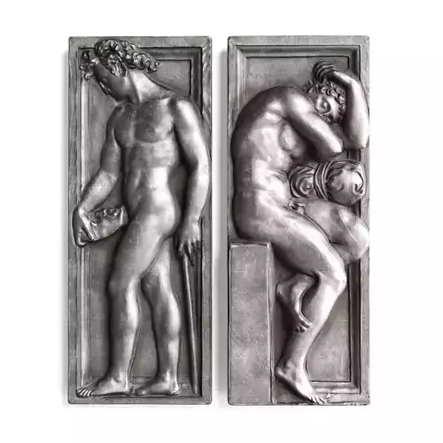 Athletes relief wall panel 3D model
