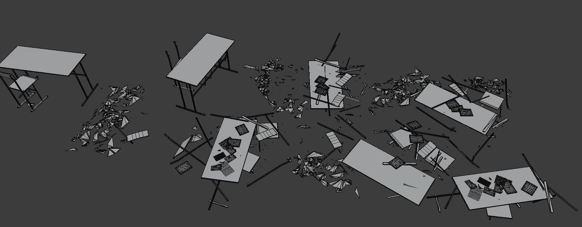 Abandoned School Elements Low-poly 3D model_4