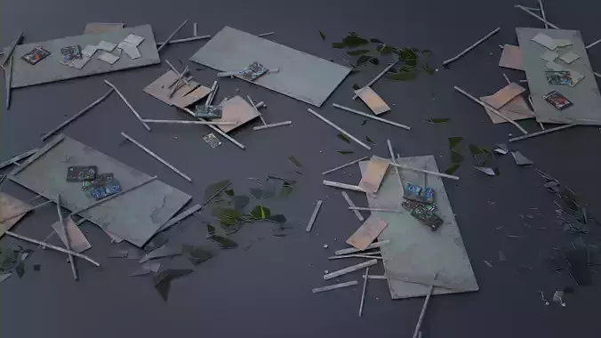 Abandoned School Elements Low-poly 3D model