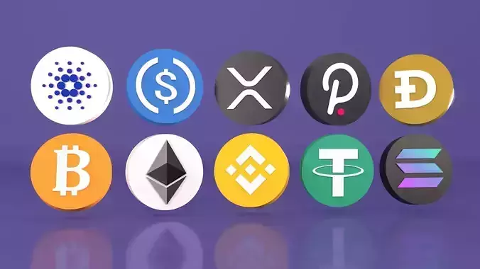 10 Crypto Coin Icon - Bitcoin Ethereum Binance Coin