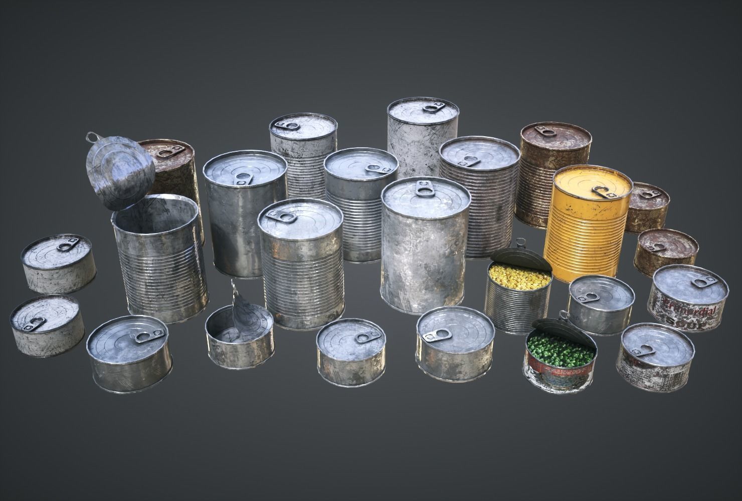 Paints and Street Elements Low-poly 3D model_1