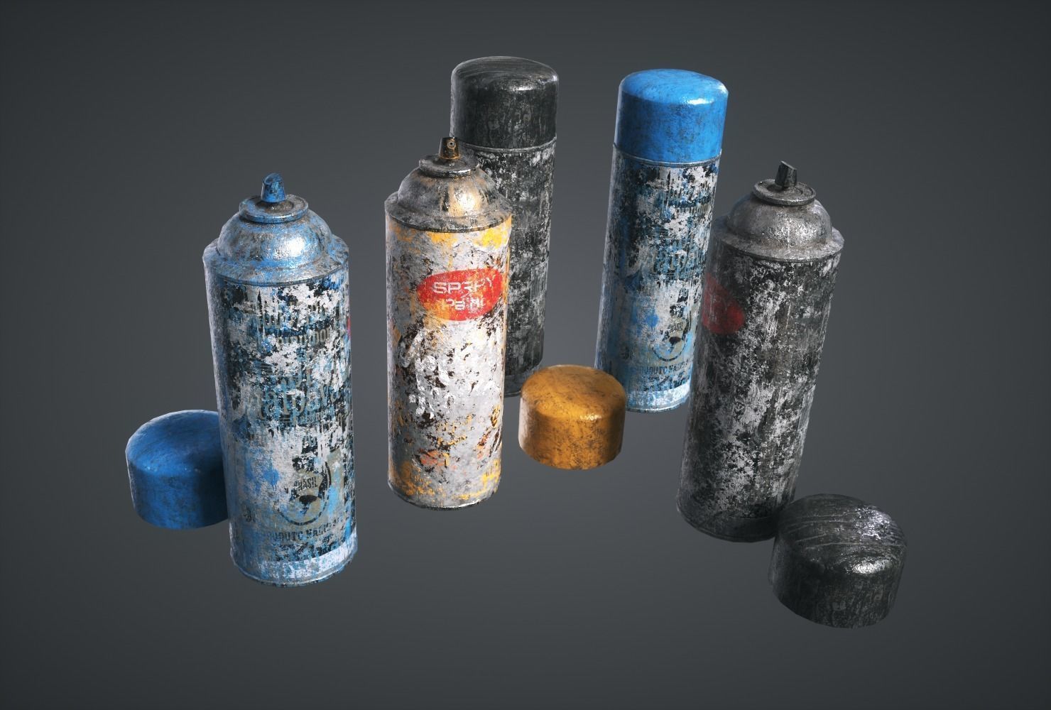 Paints and Street Elements Low-poly 3D model_2