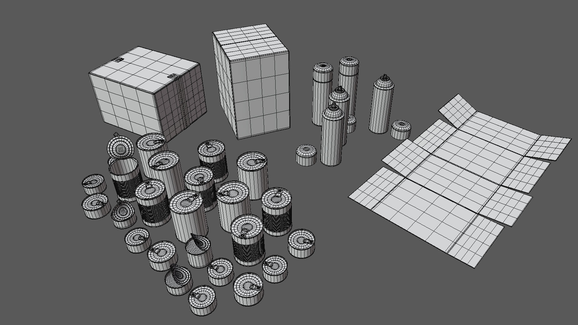 Paints and Street Elements Low-poly 3D model_3