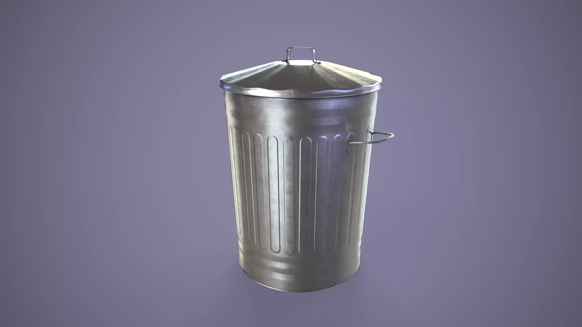 Dustbin metal trash can Low-poly 3D model_0