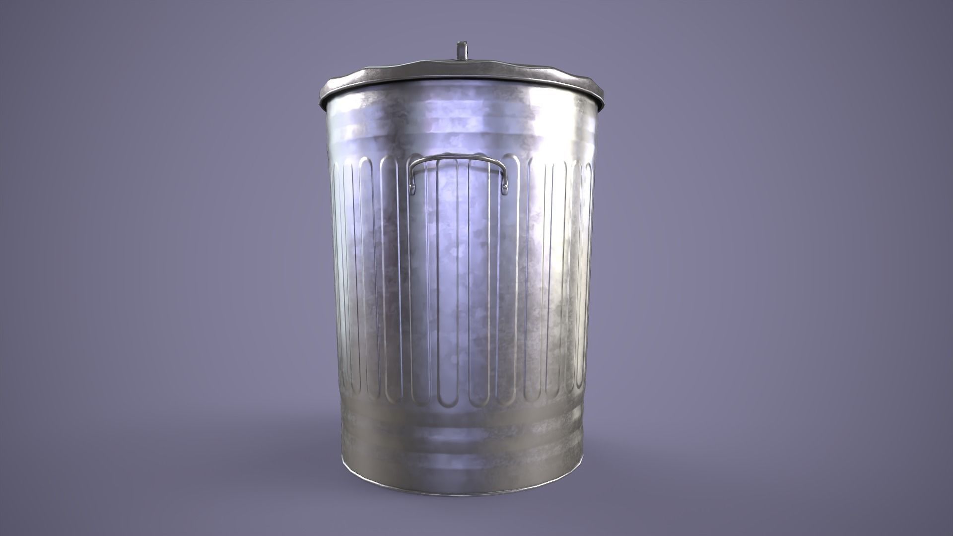 Dustbin metal trash can Low-poly 3D model_2