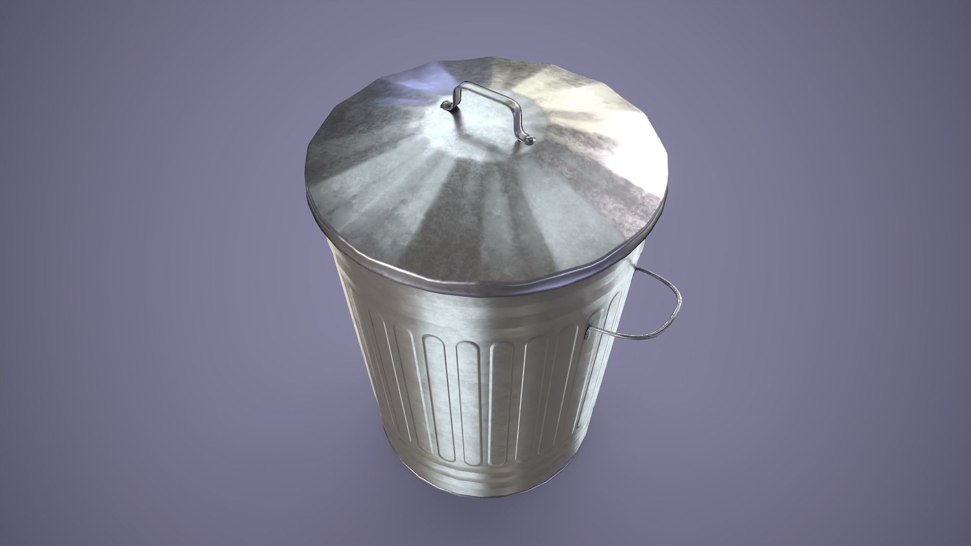 Dustbin metal trash can Low-poly 3D model_1