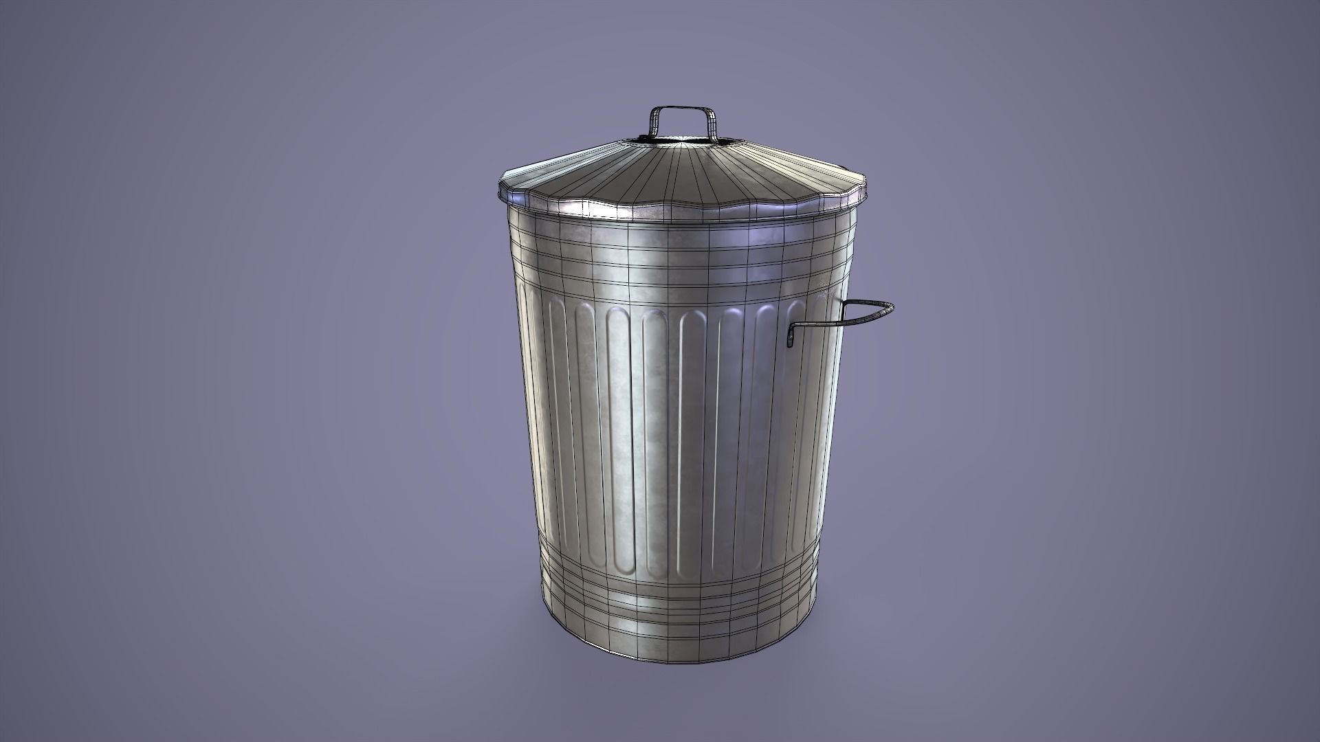 Dustbin metal trash can Low-poly 3D model_8