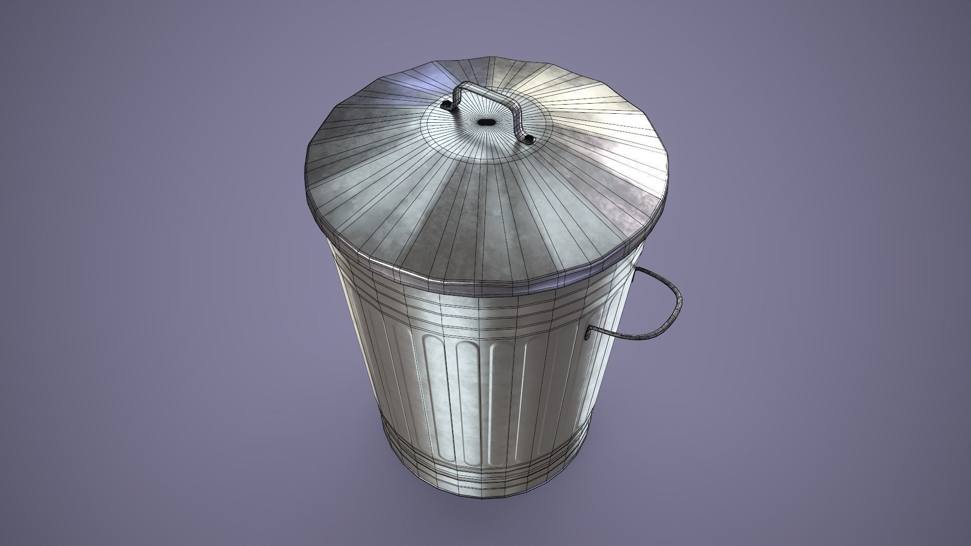 Dustbin metal trash can Low-poly 3D model_9