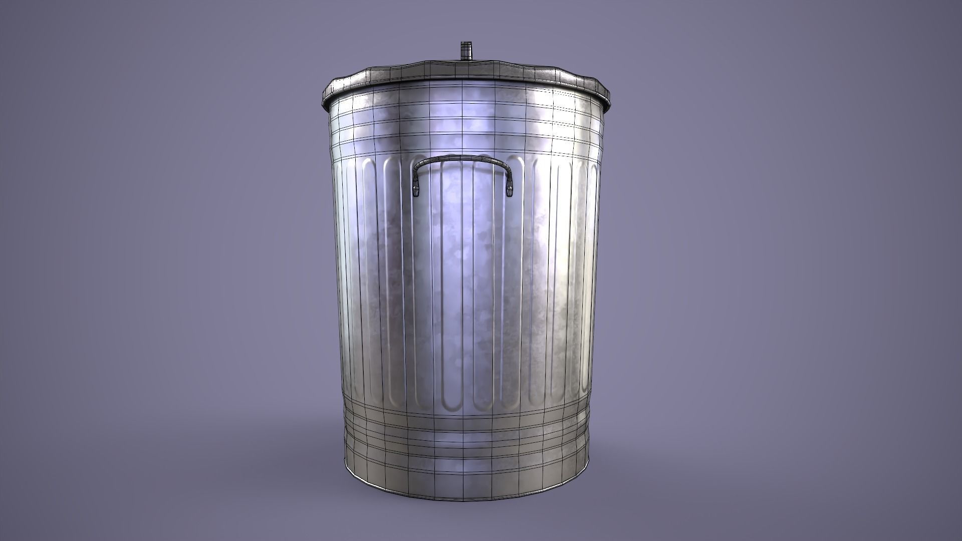 Dustbin metal trash can Low-poly 3D model_10