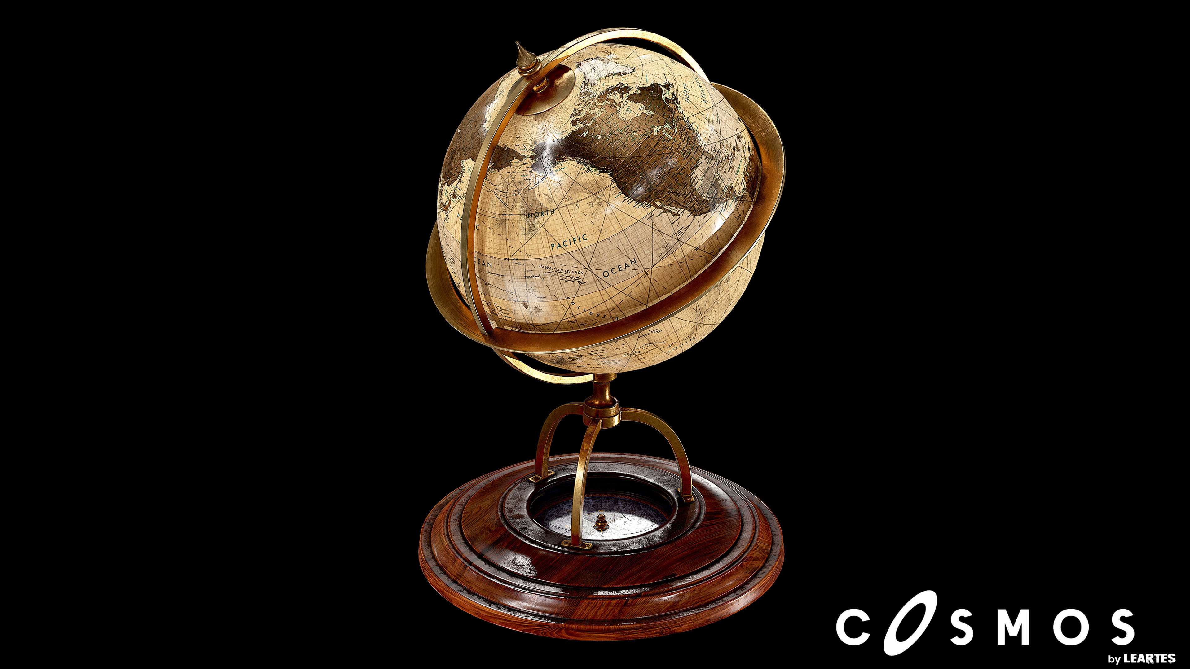 Vintage Globe Low-poly 3D model_3