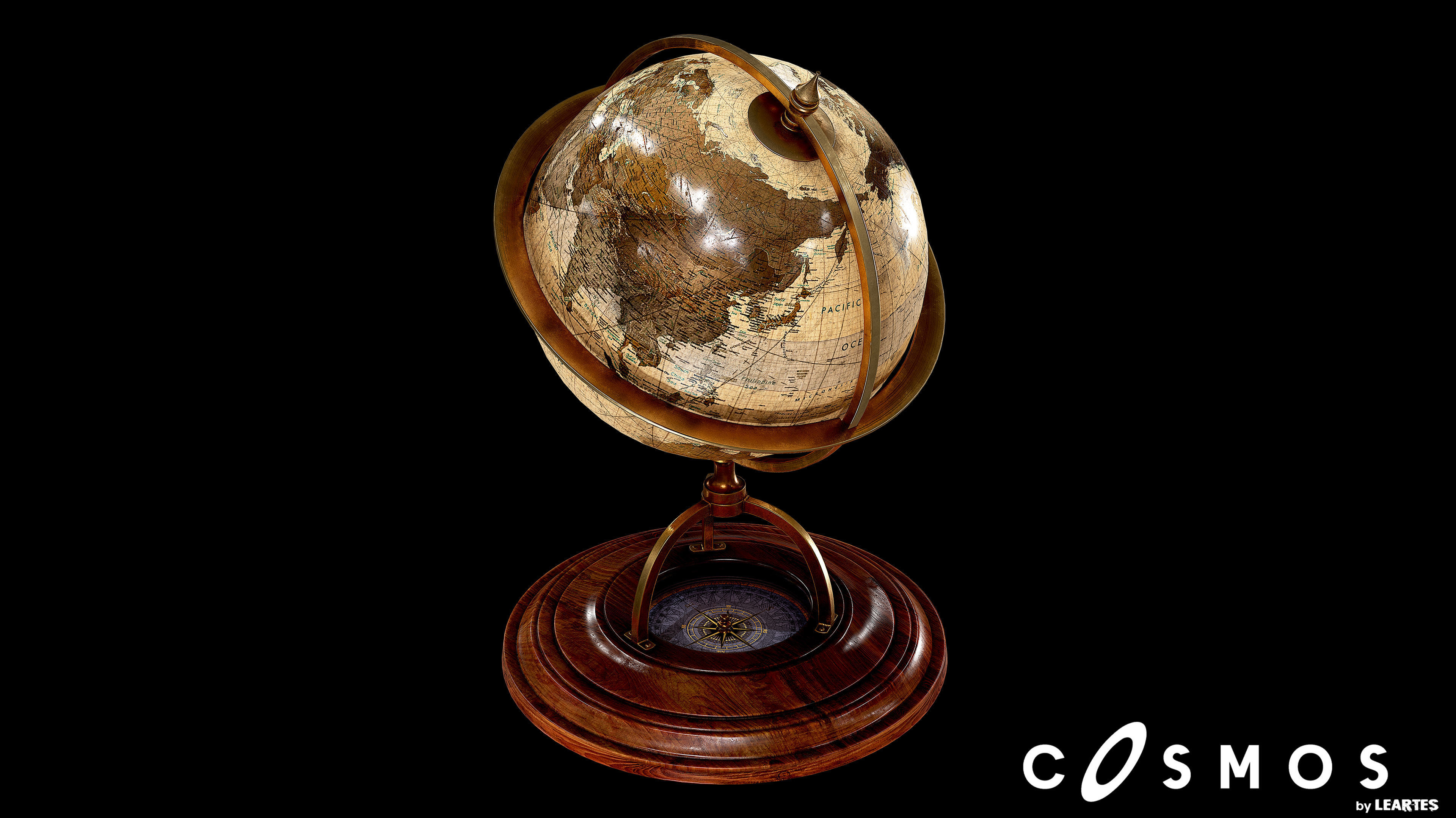 Vintage Globe Low-poly 3D model_2