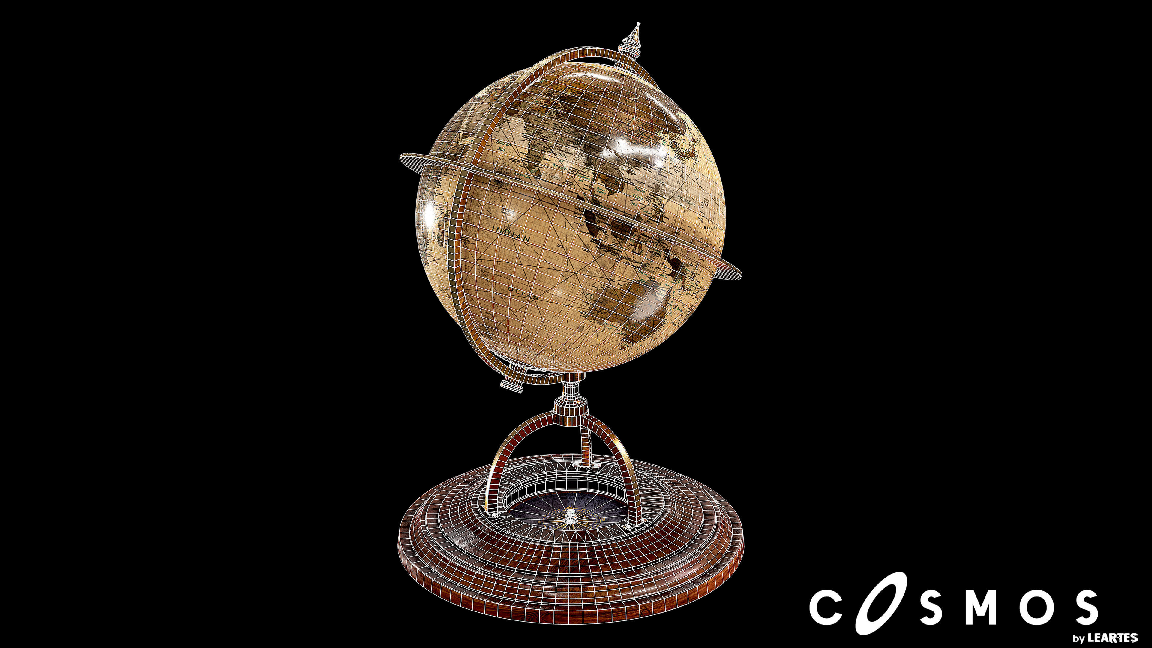 Vintage Globe Low-poly 3D model_5