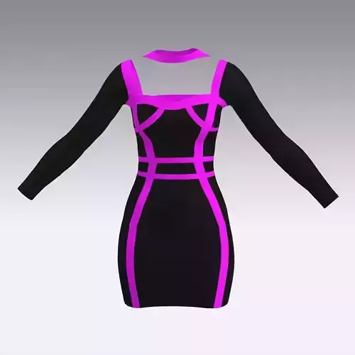 DRESS BLACK AND PINK LOOK STYLE