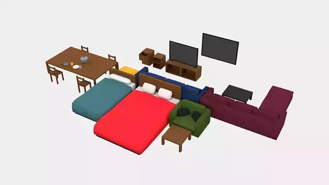3d low poly furniture living room with couches and chairs Free low-poly 3D model 3d low poly furniture living room with couches and chairs Free low-poly 3D model