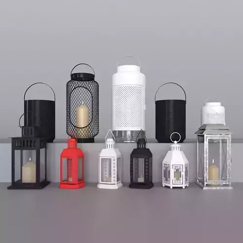 A set of candlesticks lanterns from Ikea