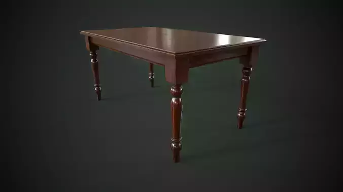 Beautiful vintage kitchen table Low-poly 3D model