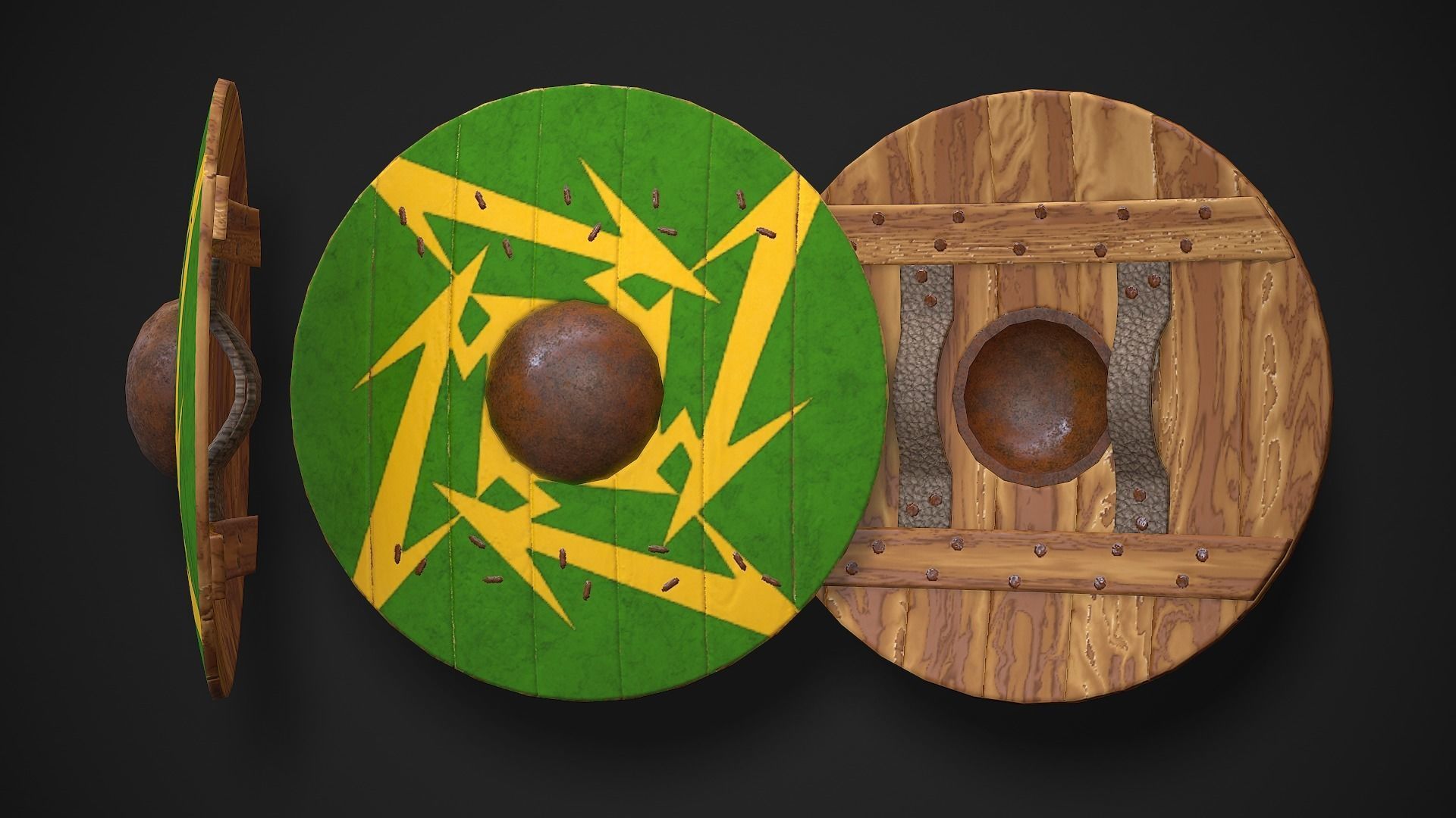 Round Shield02 Low-poly 3D model_5