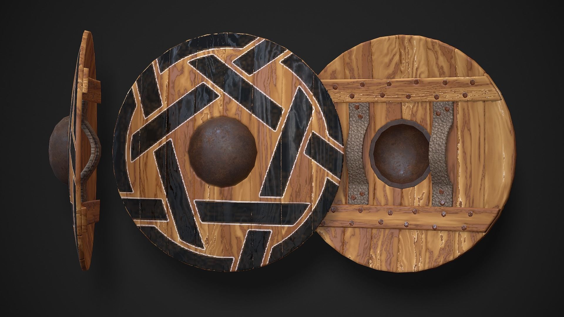 Round Shield02 Low-poly 3D model_8