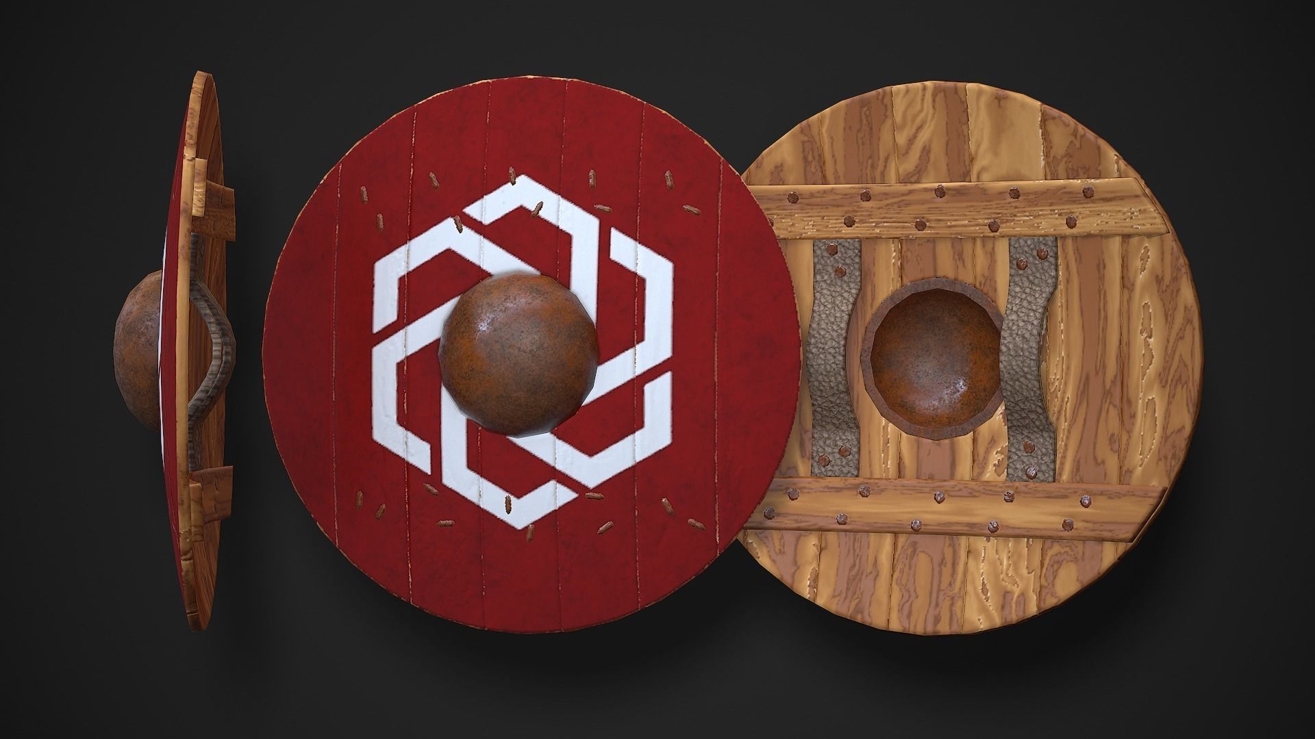 Round Shield02 Low-poly 3D model_6