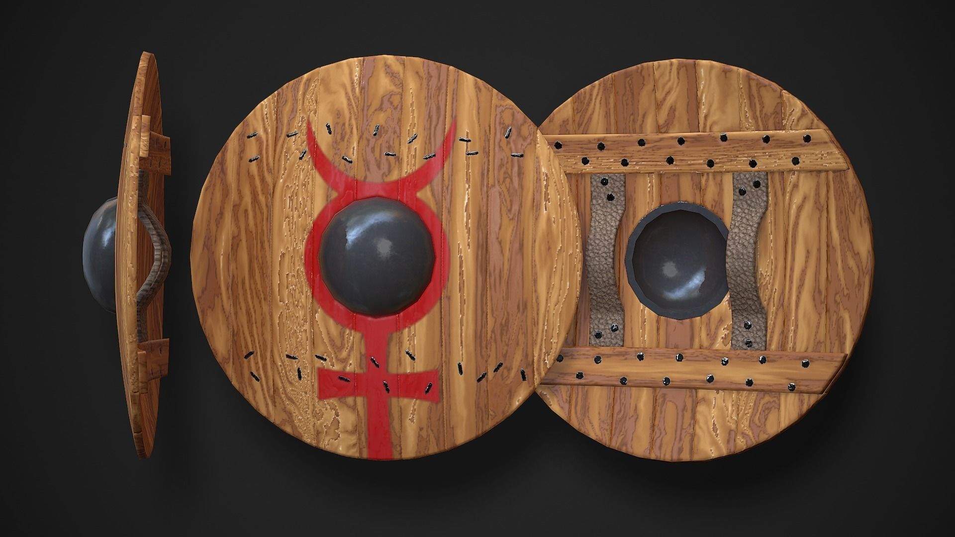 Round Shield02 Low-poly 3D model_9