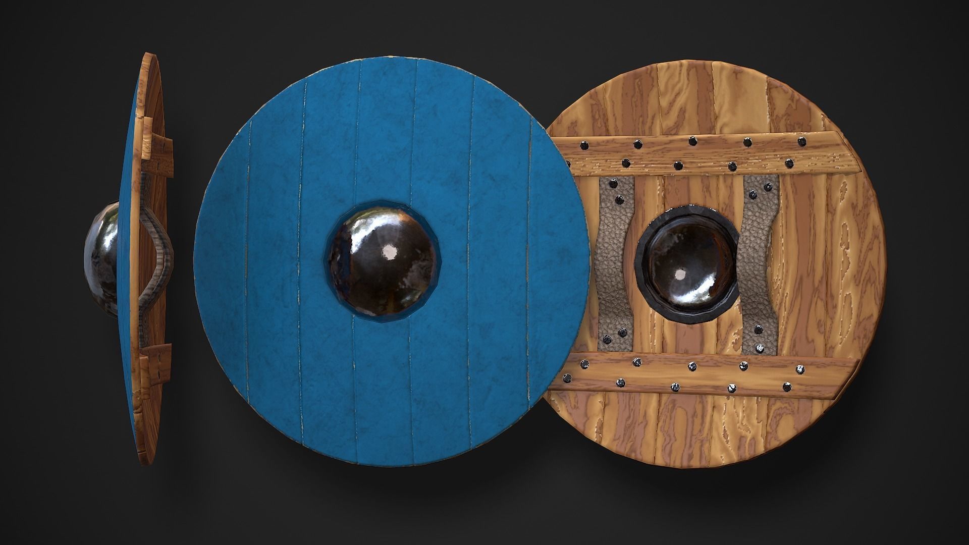 Round Shield02 Low-poly 3D model_4