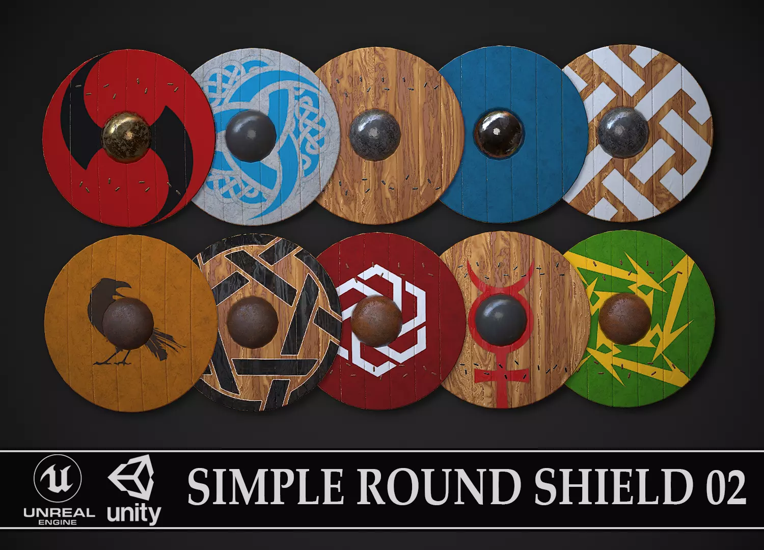 Round Shield02 Low-poly 3D model_0
