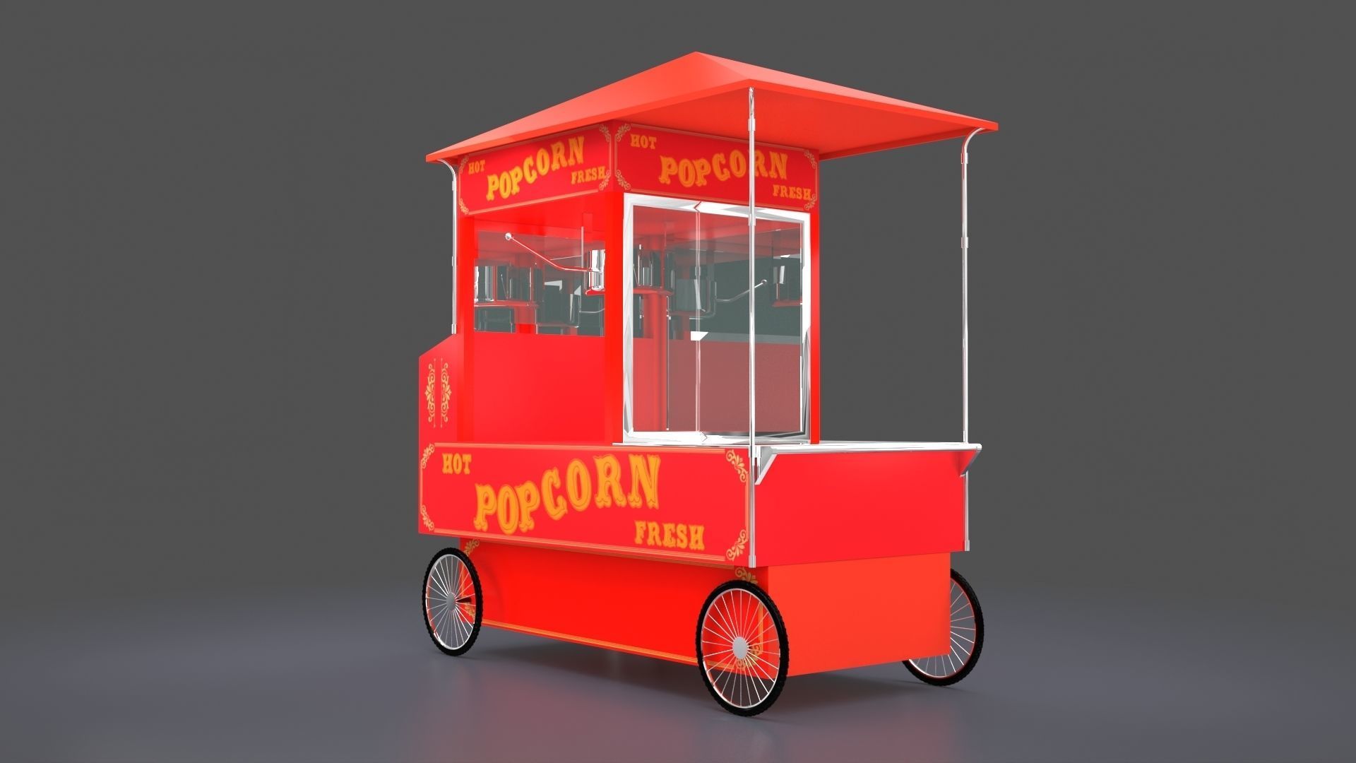 Popcorn Cart  3D model_4