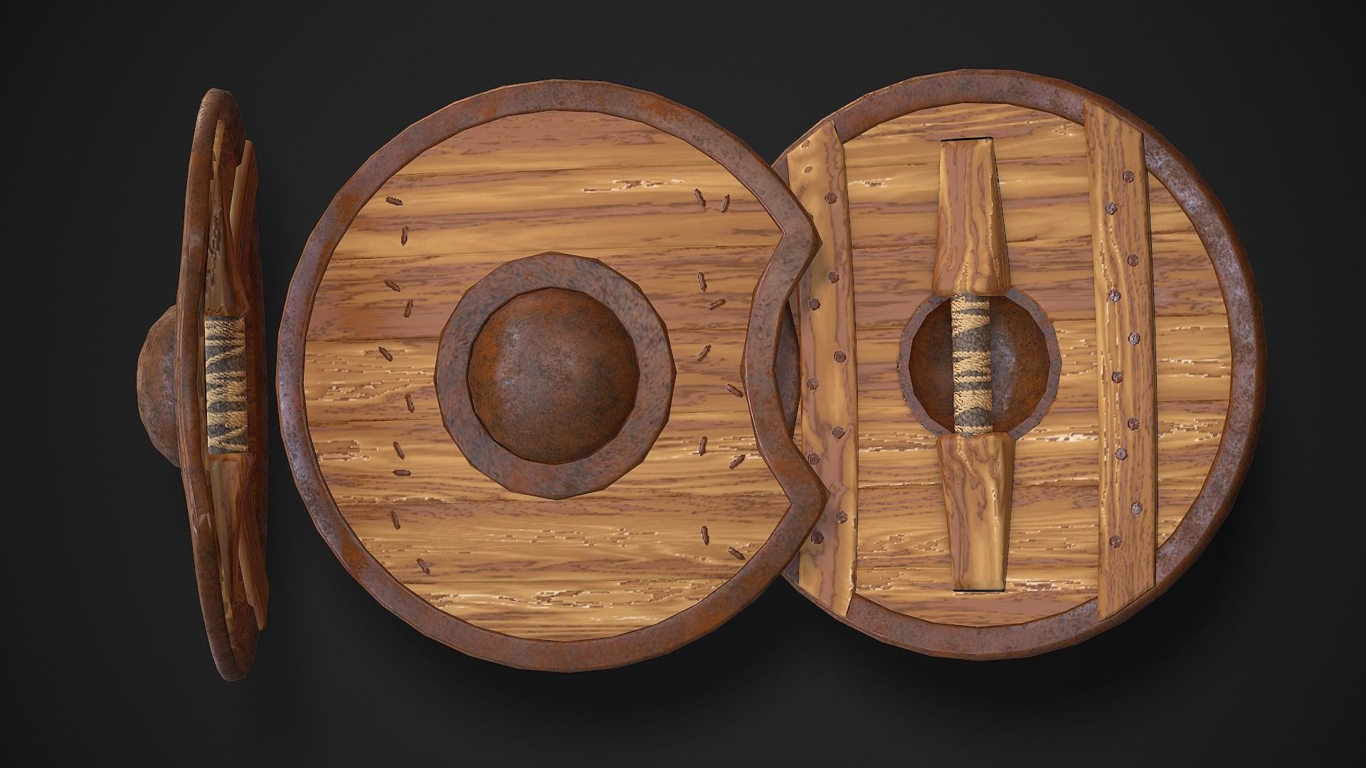 Round Shield03 Low-poly 3D model_7