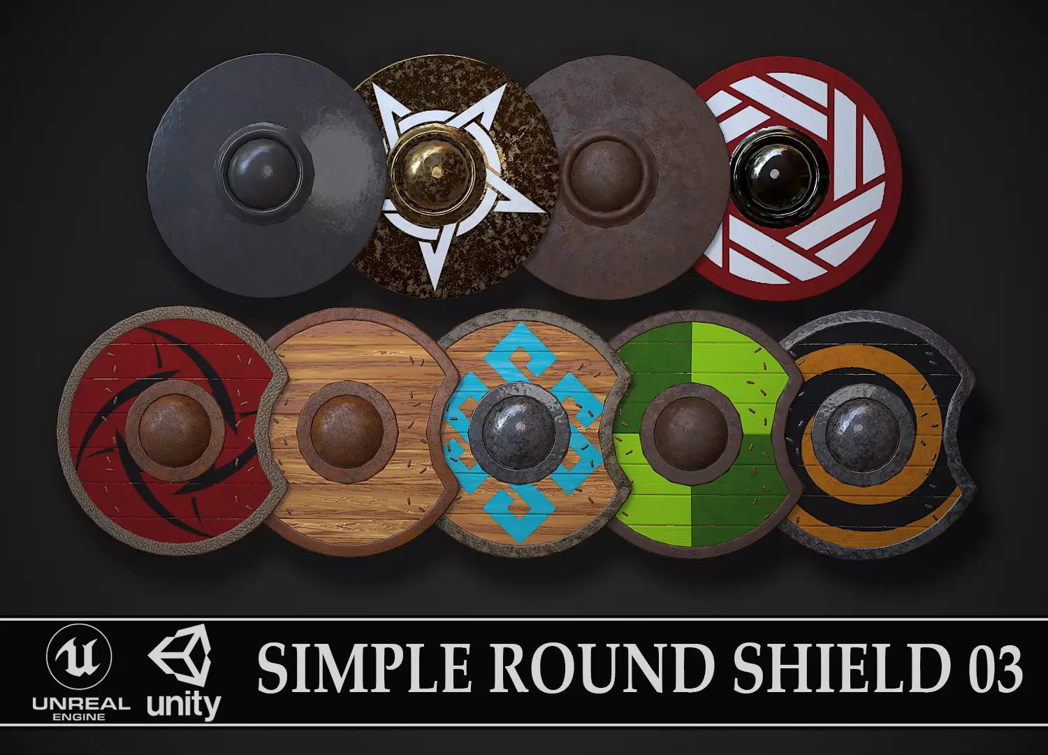 Round Shield03 Low-poly 3D model_0