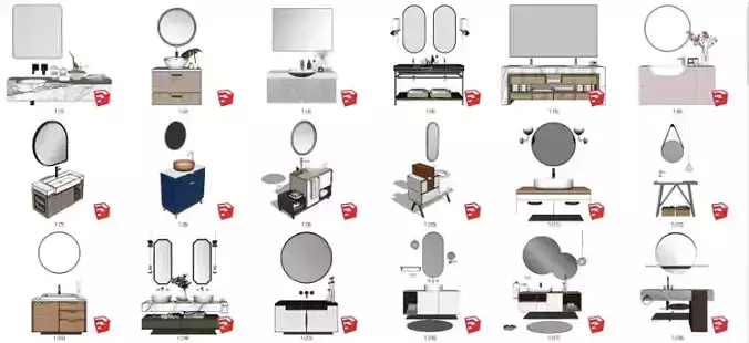  83 pc Mirror- Table WC 3D models pack