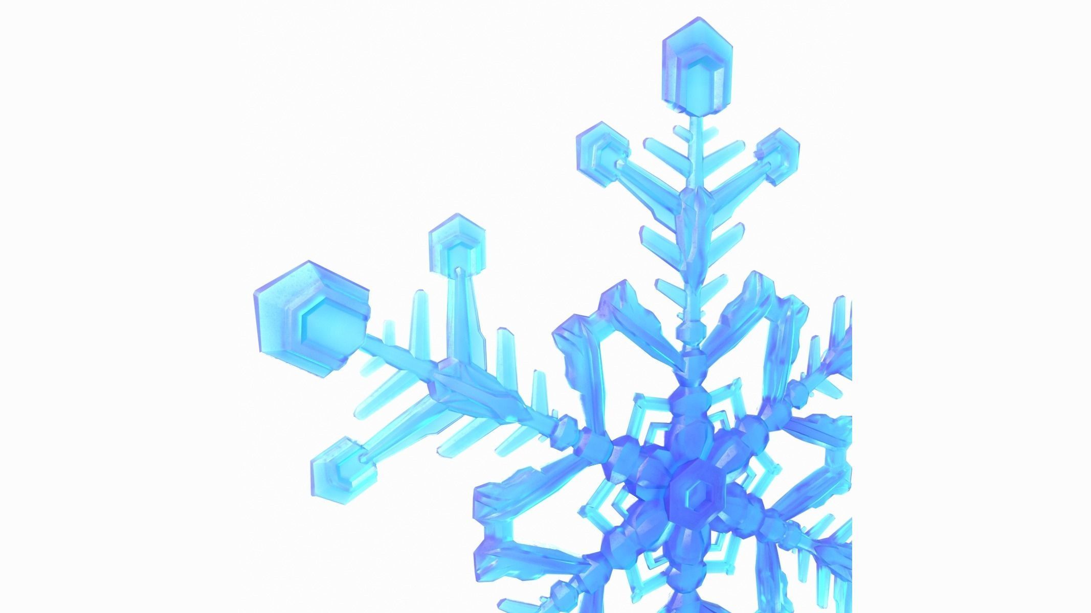 Snowflake Low-Poly - Hex Crystals -  Low-poly 3D model_8