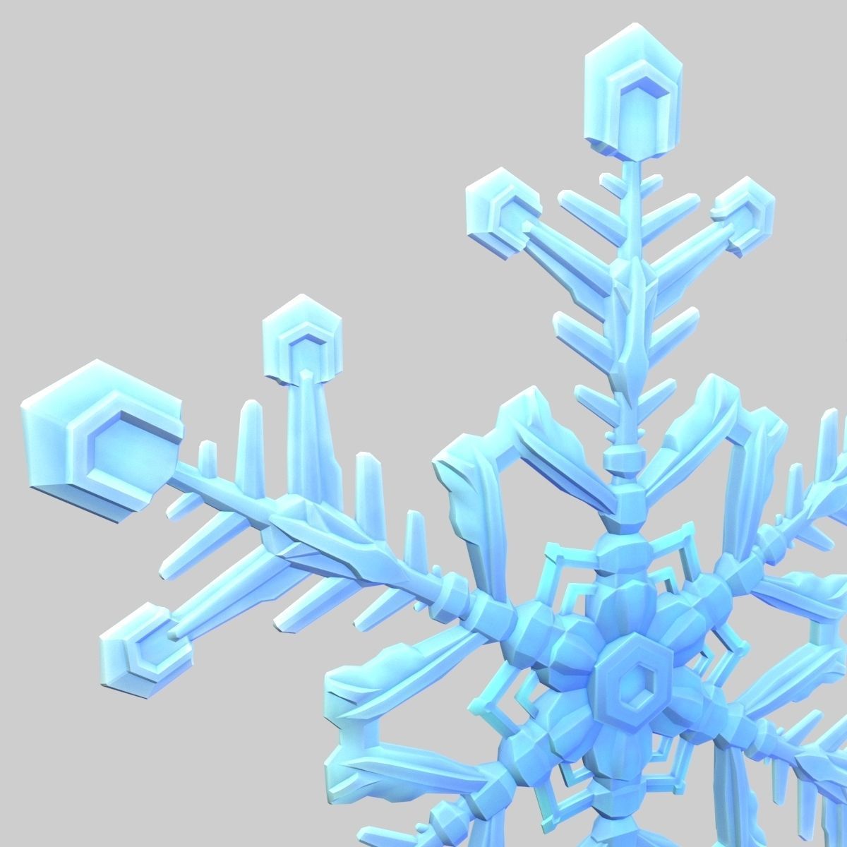 Snowflake Low-Poly - Hex Crystals -  Low-poly 3D model_36