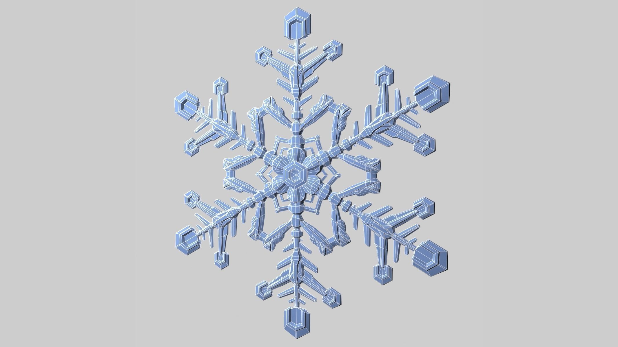 Snowflake Low-Poly - Hex Crystals -  Low-poly 3D model_11