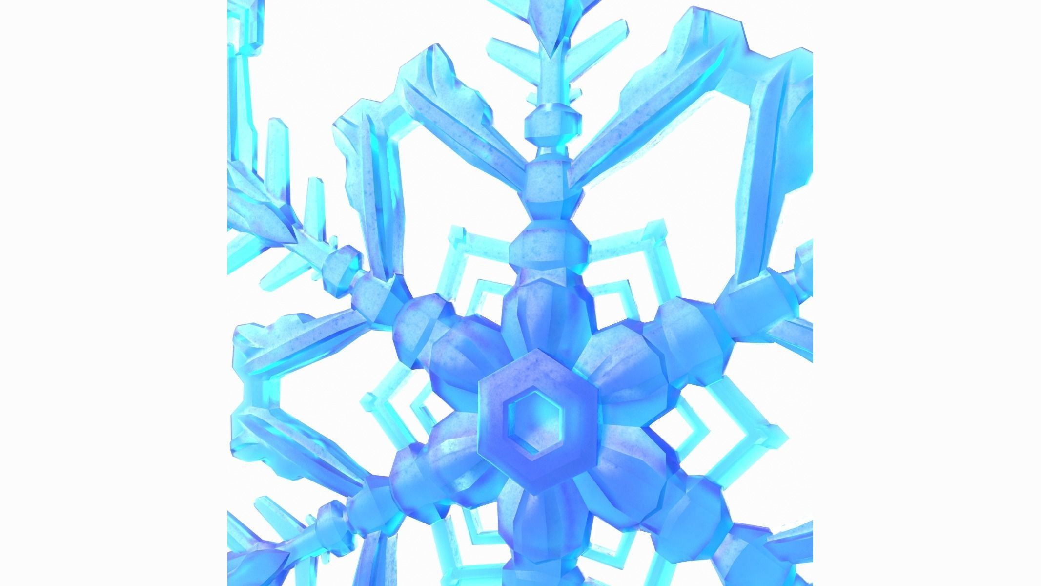 Snowflake Low-Poly - Hex Crystals -  Low-poly 3D model_9