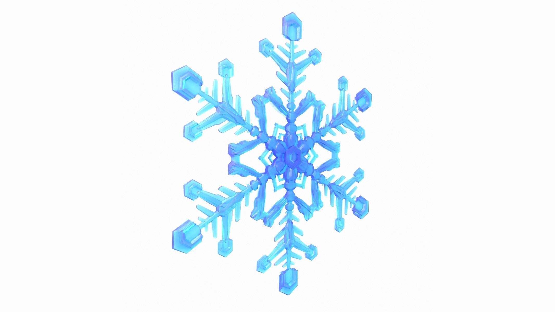 Snowflake Low-Poly - Hex Crystals -  Low-poly 3D model_4