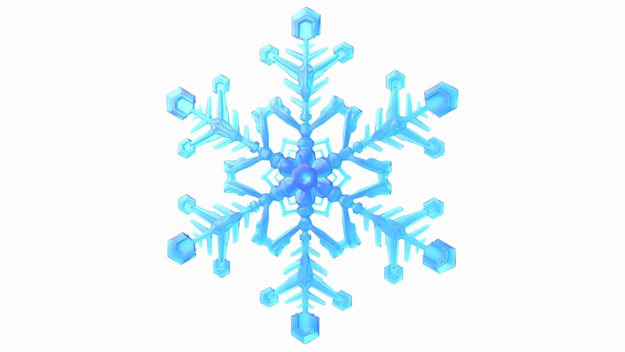 Snowflake Low-Poly - Hex Crystals -  Low-poly 3D model_2
