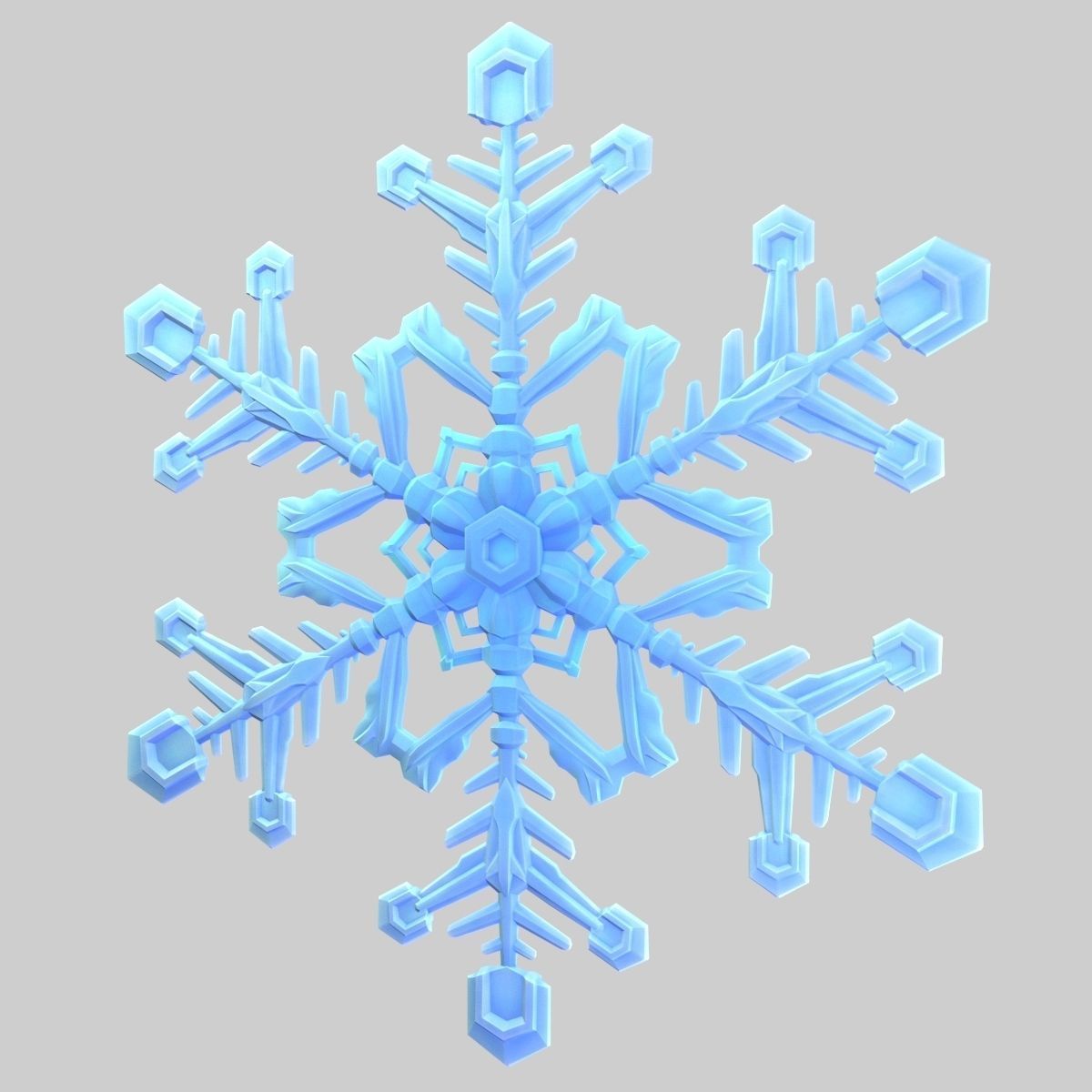 Snowflake Low-Poly - Hex Crystals -  Low-poly 3D model_32