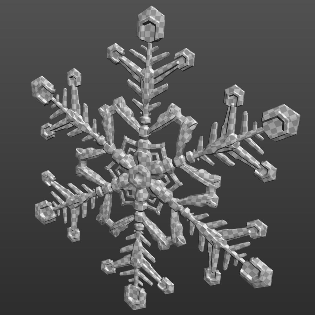 Snowflake Low-Poly - Hex Crystals -  Low-poly 3D model_19