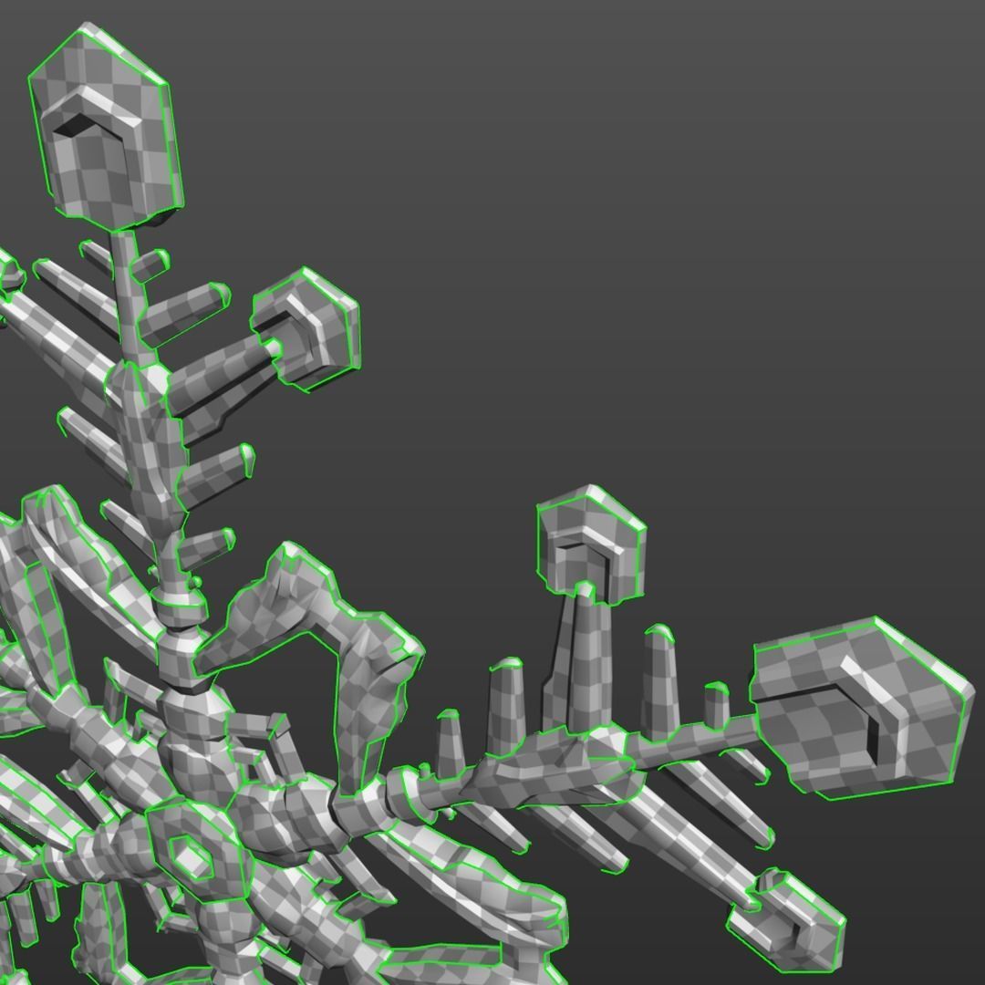 Snowflake Low-Poly - Hex Crystals -  Low-poly 3D model_20