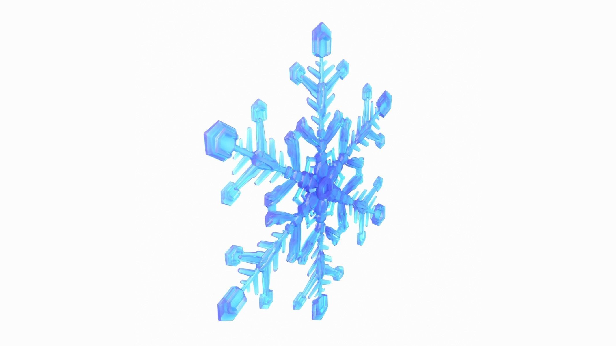 Snowflake Low-Poly - Hex Crystals -  Low-poly 3D model_5