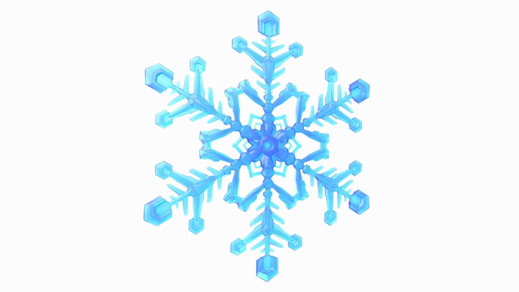 Snowflake Low-Poly - Hex Crystals -  Low-poly 3D model_3