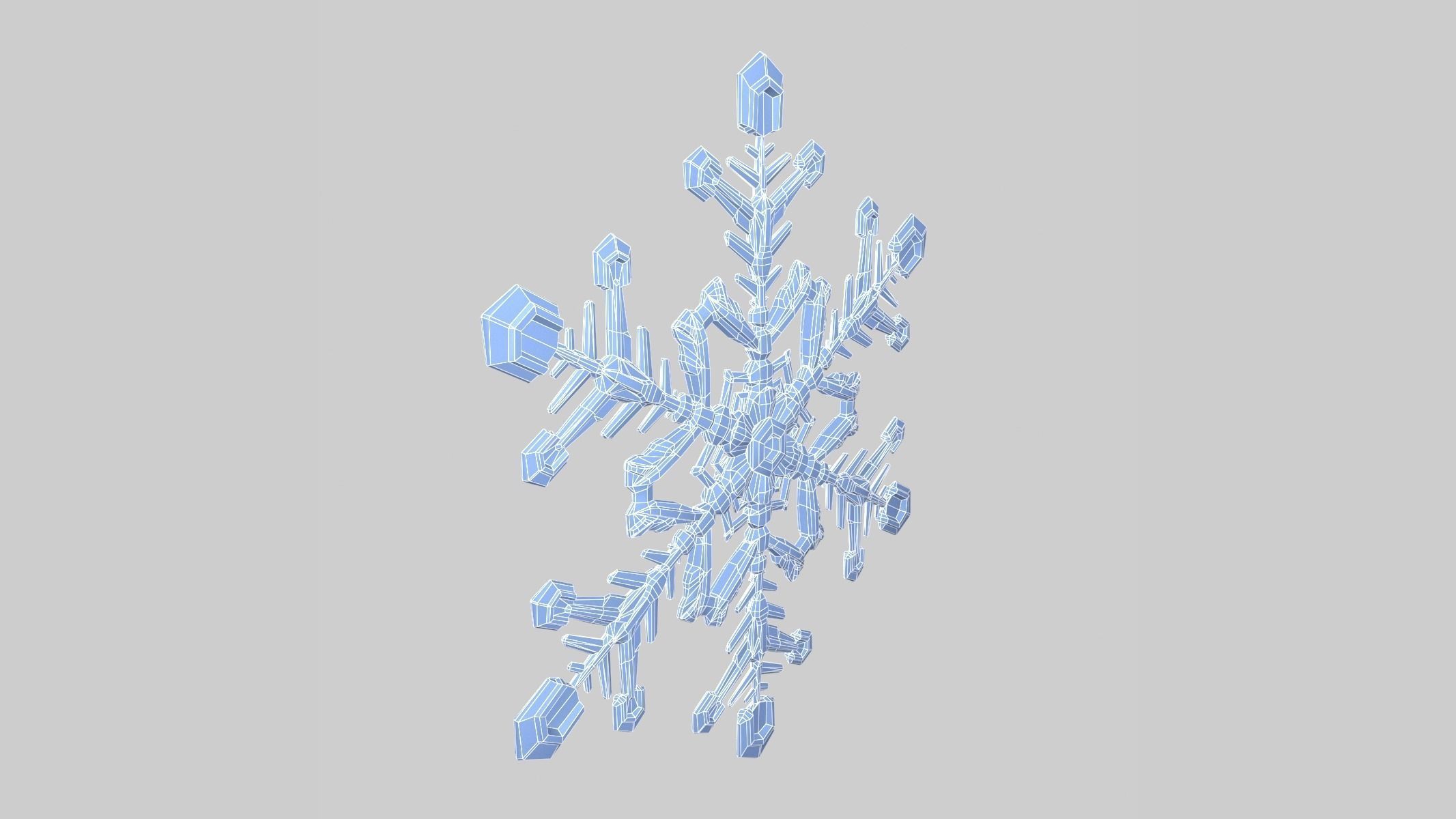 Snowflake Low-Poly - Hex Crystals -  Low-poly 3D model_12