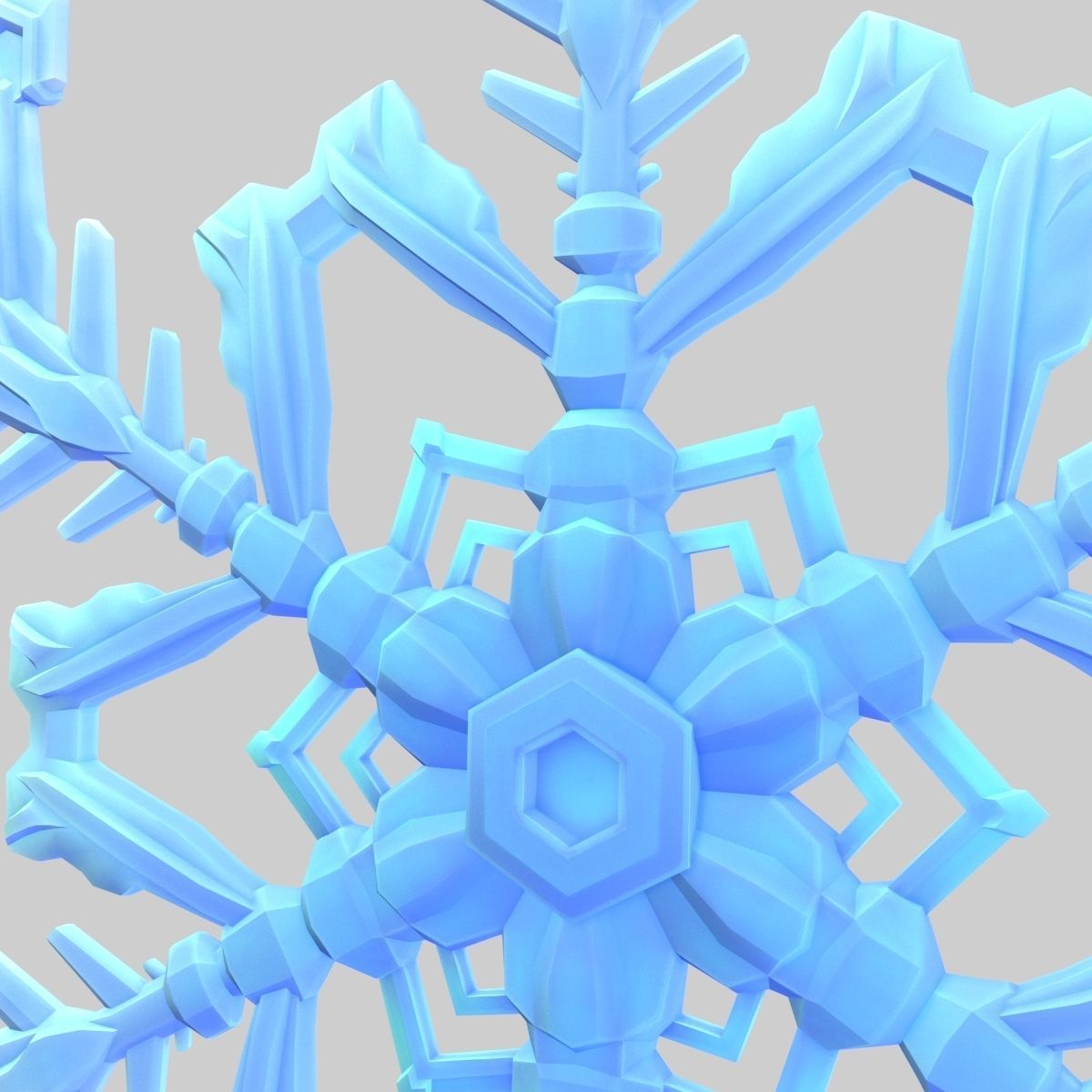 Snowflake Low-Poly - Hex Crystals -  Low-poly 3D model_37