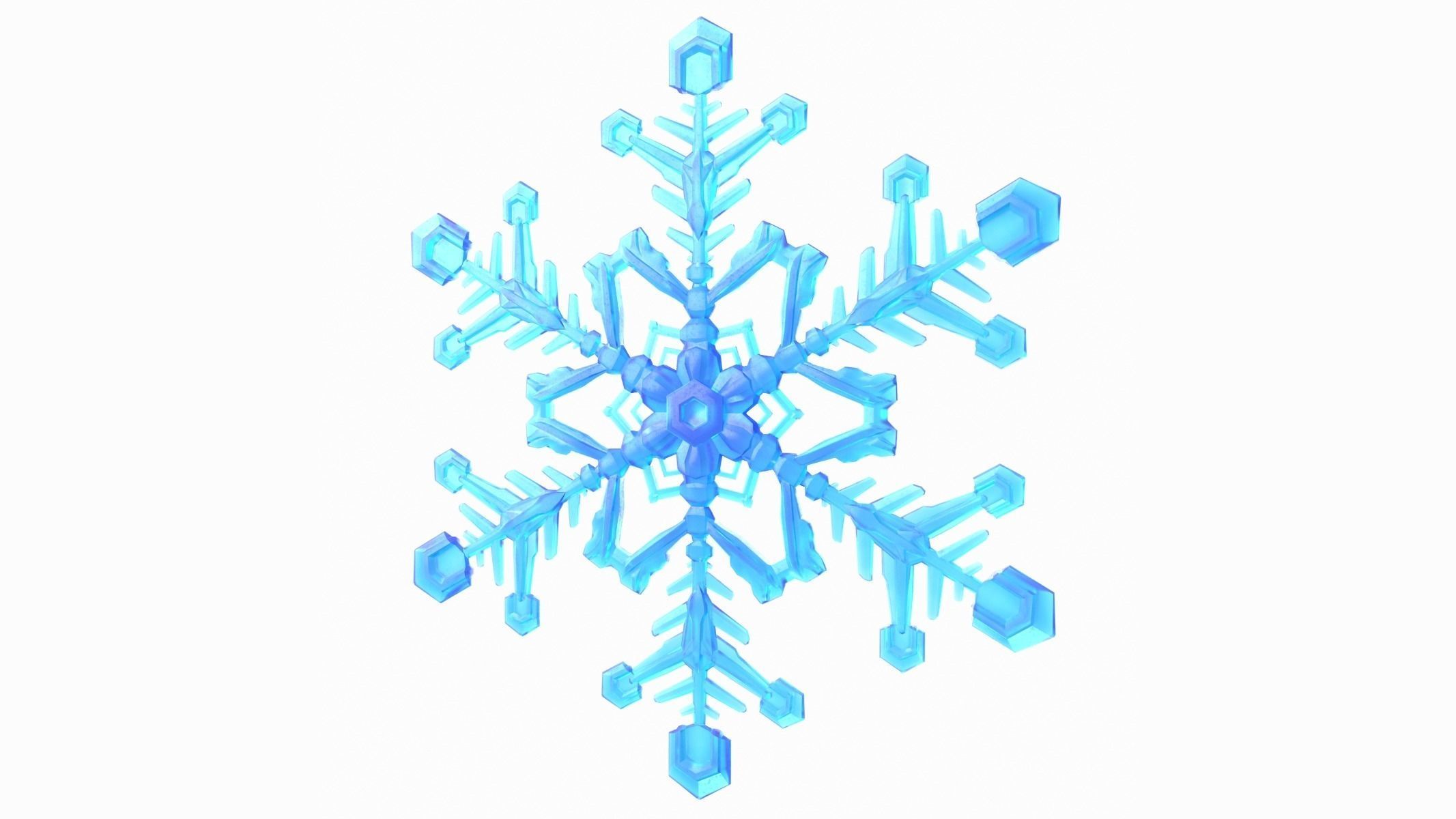 Snowflake Low-Poly - Hex Crystals -  Low-poly 3D model_1