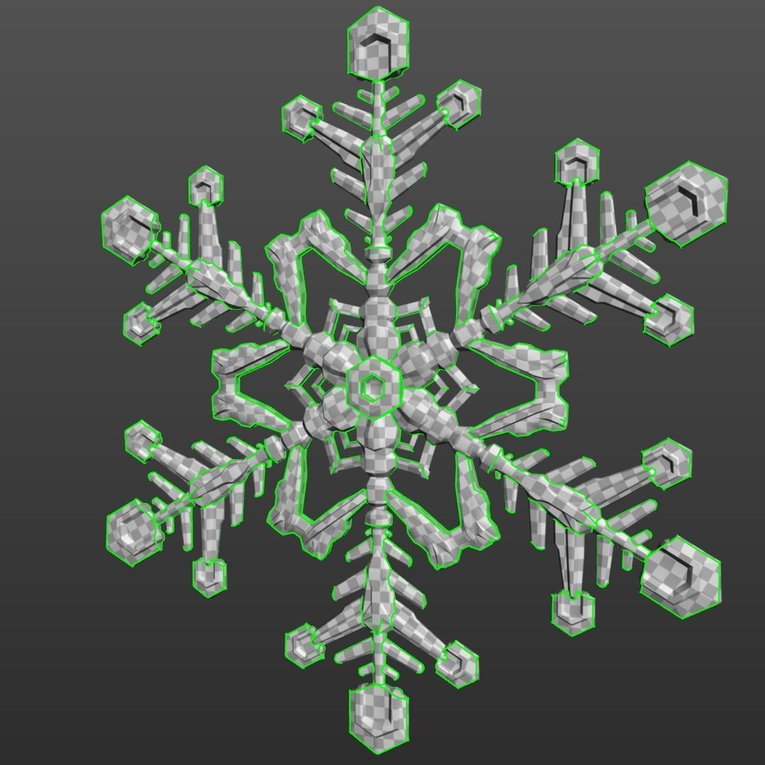 Snowflake Low-Poly - Hex Crystals -  Low-poly 3D model_18