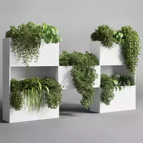 Collection Outdoor Indoor plant stand concrete vase 14 3D model