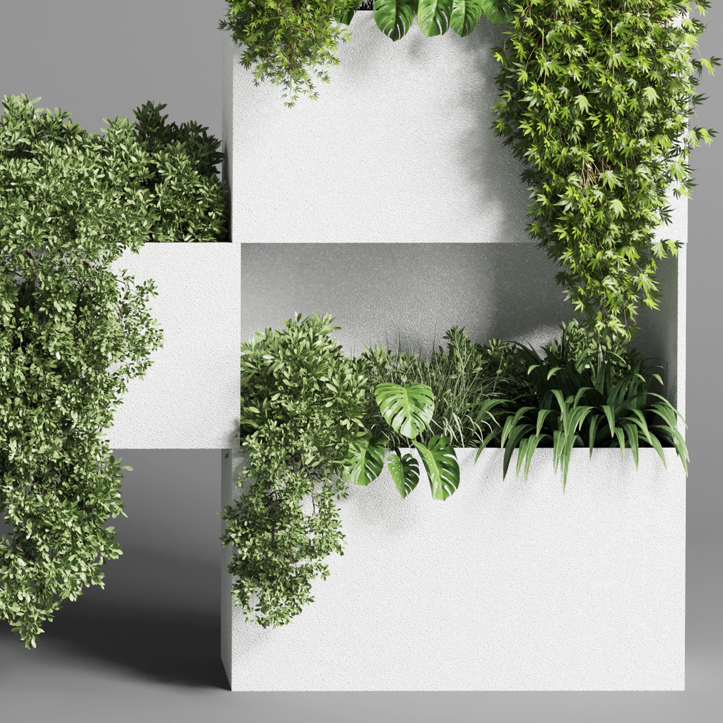Collection Outdoor Indoor plant stand concrete vase 14 3D model_4