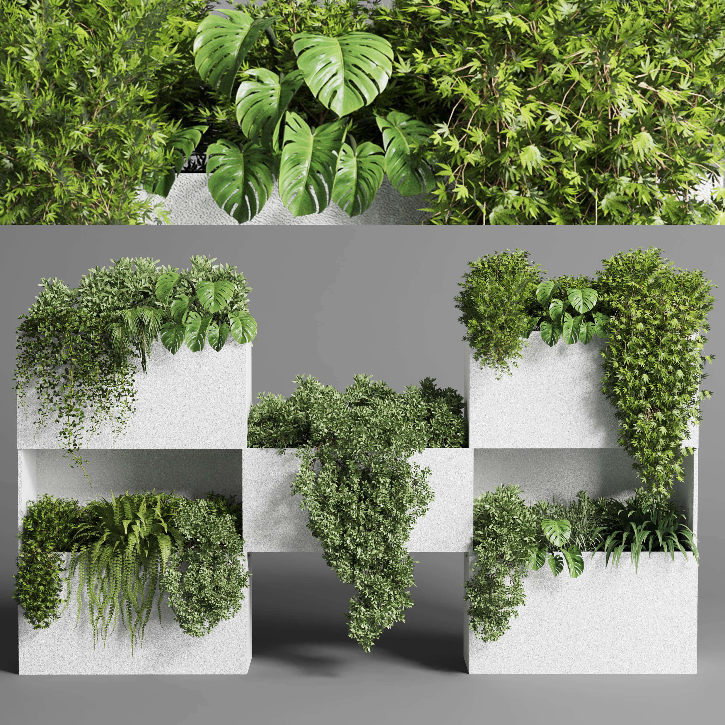 Collection Outdoor Indoor plant stand concrete vase 14 3D model_1