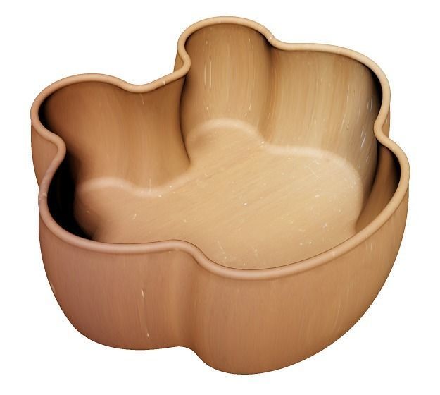 Wooden Food Bowl Low-poly 3D model_1