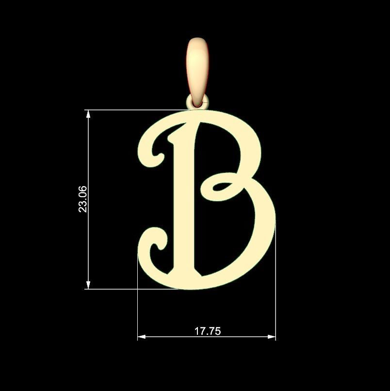Initial Letters Pendant Harrington B 3D print model_4